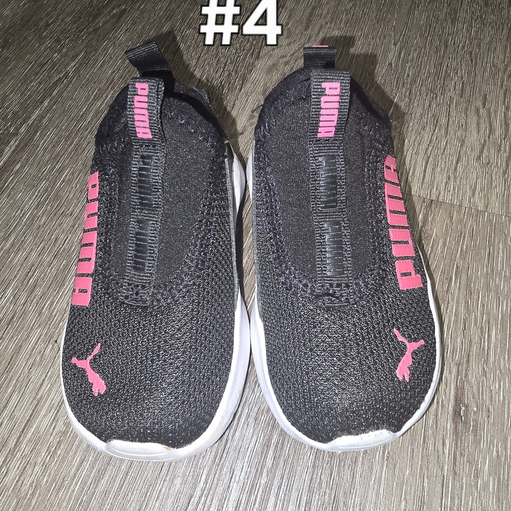PUMA Kids Black Sneakers with Pink Accents